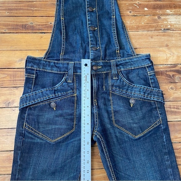 VINTAGE Fornarina denim overalls blue medium/low rise skinny/straight leg medium - Picture 14 of 16